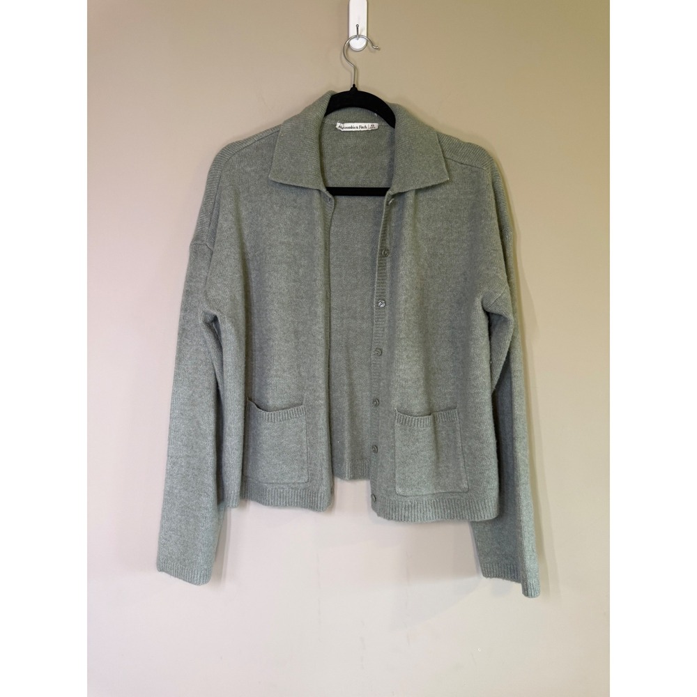 Abercrombie & Fitch Sage Green Collared Button Front Cardigan Sweater XS Womens